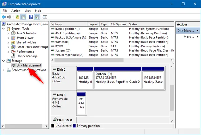 Open Disk Management and click on Create VHD