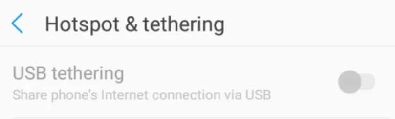 USB Tethering Greyed Out