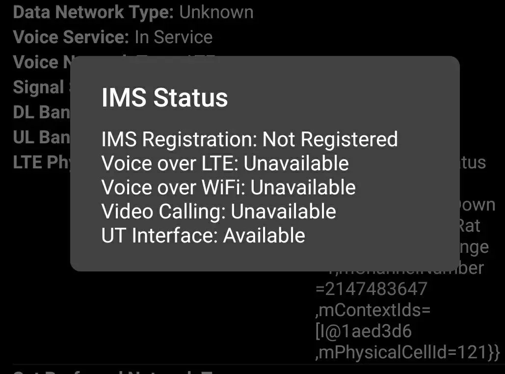 IMS Registration Status Not Registered